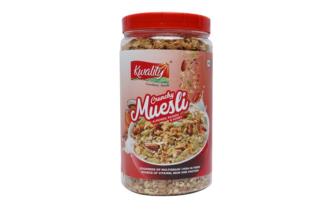 Kwality Crunchy Muesli (Almonds, Raisins & Honey)   Plastic Jar  1 kilogram